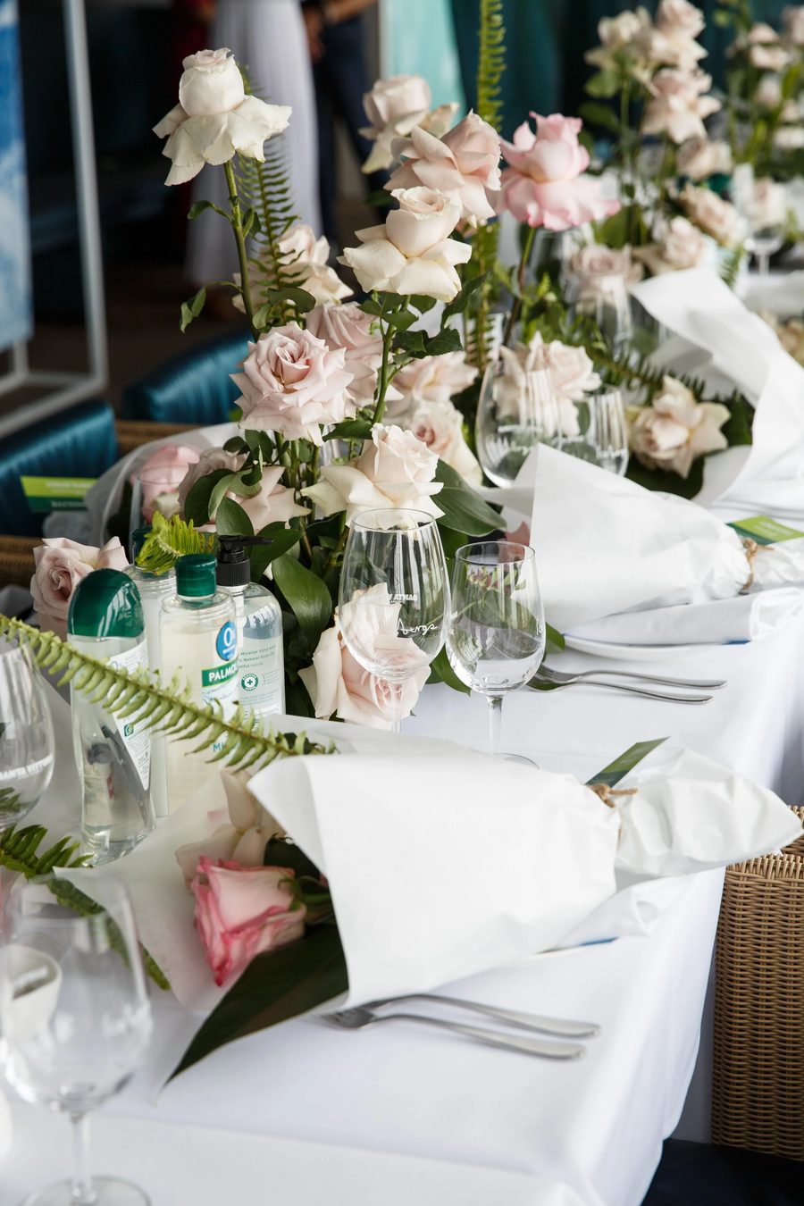 Floral styling at an intimate press event